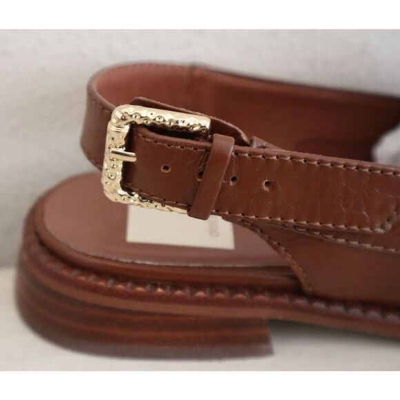 Dolce Vita Wmn Sz 5.5 Brown Crinkle Patent Hardi Tailored Slingback Loafer - Picture 8 of 12